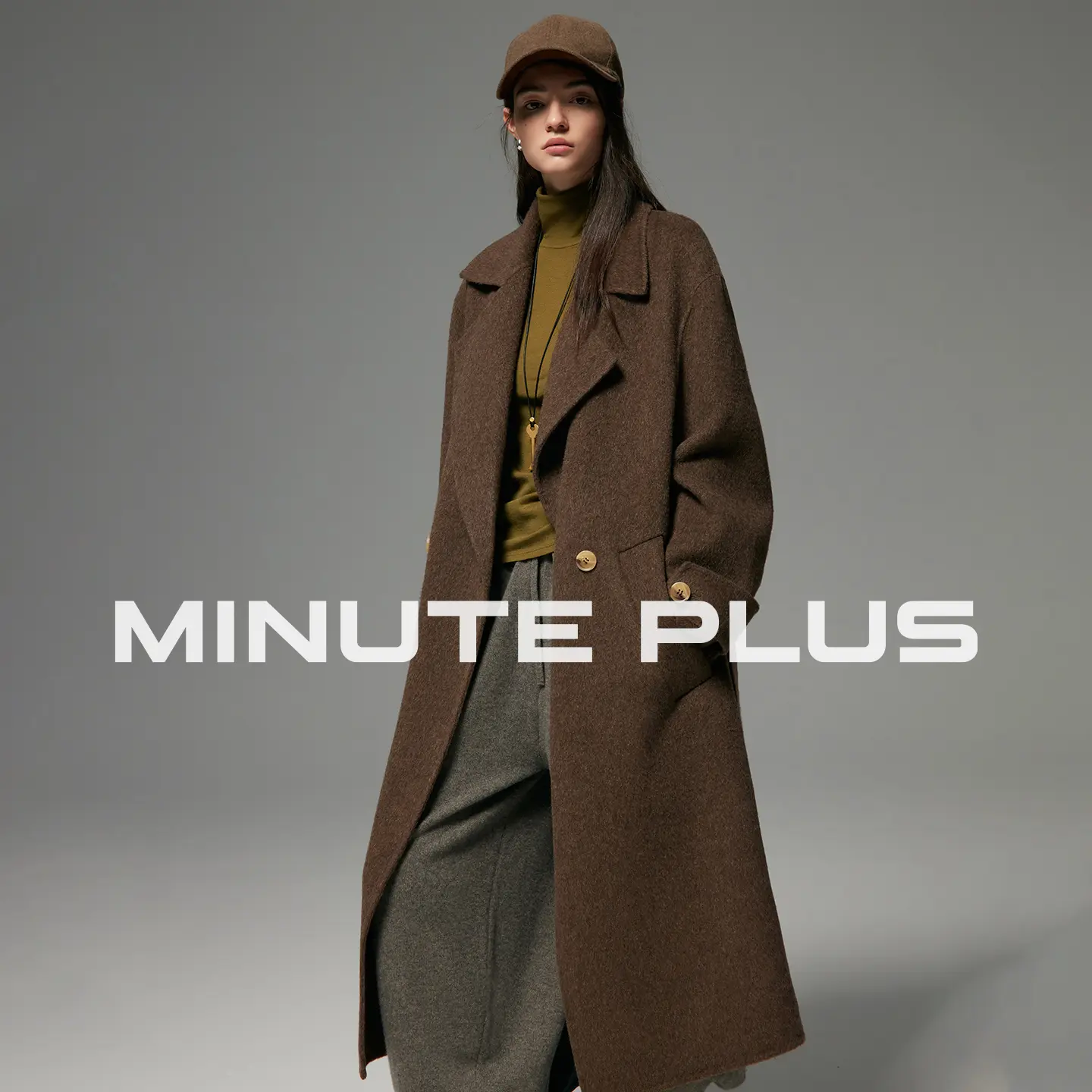 Luxury Custom Merino Wool Midi Wrap Mac, Wide Lapel Belted Feminine Smart Coat for Work & Occasions