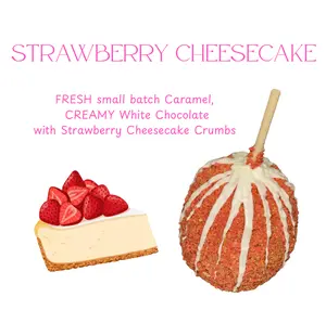 Copperpot Gourmet Caramel Apple Strawberry Cheesecake Large Crisp Granny Smith Apple Handcrafted with Unique Copper Kettle Caramel & Creamy White Chocolate Gingerbread Desserts