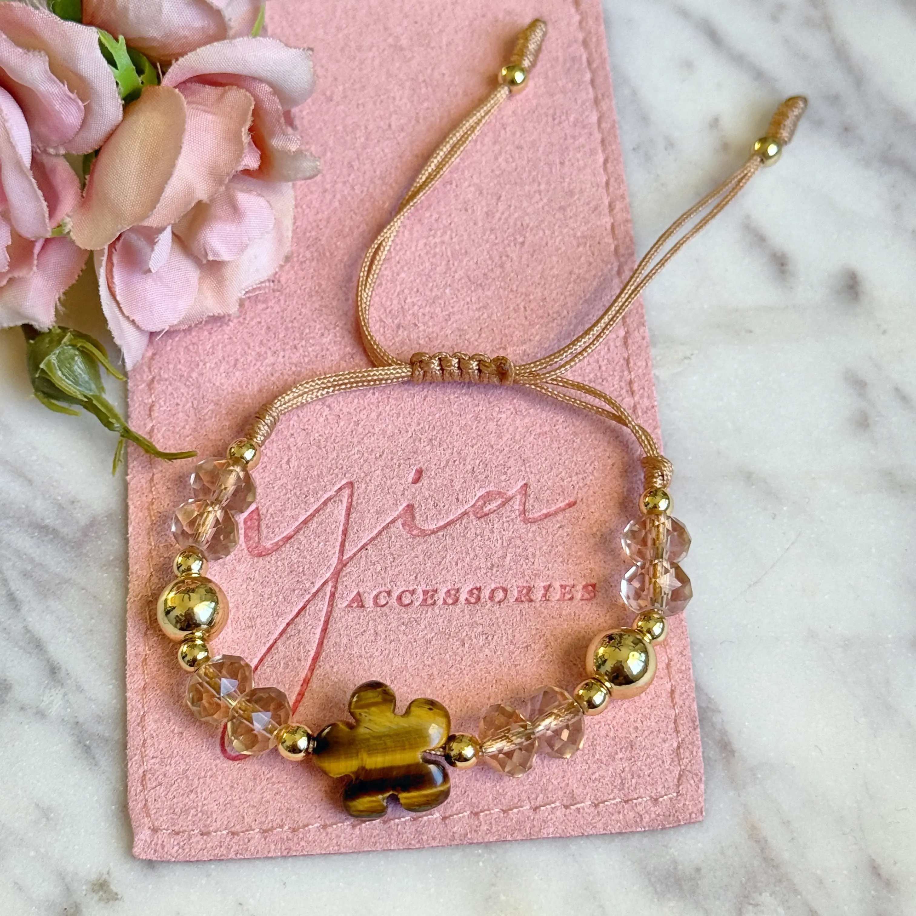Women's Beaded Jewelry with Tiger Eye, Strawberry Quartz & Orange Aventurine Natural Stones, Gold Filled, Adjustable Design, Perfect Accessory, Bead Chain, Bracelets, Embedded Stones Bracelets & Bangles, Colorful Bracelets & Bangles, Crystal And Stone Mix