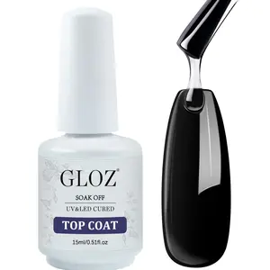 Shiny Clear Glossy No Wipe Gel Top Coat, Long Lasting Soak Off Gel Nail Polish, UV LED Nail Lamp Compatible, 15ml Spring Nail Art Gift for Women Girls