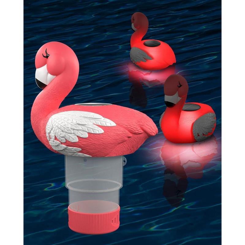 Flamingo Pool Chlorine Floater 1 Inch Powered Night Glow&Pool Decoration Floating Dispenser for Pool,Wedding,Party,Hot Tub,SPA(Chlorine Tablet Not Included) 02-20250212