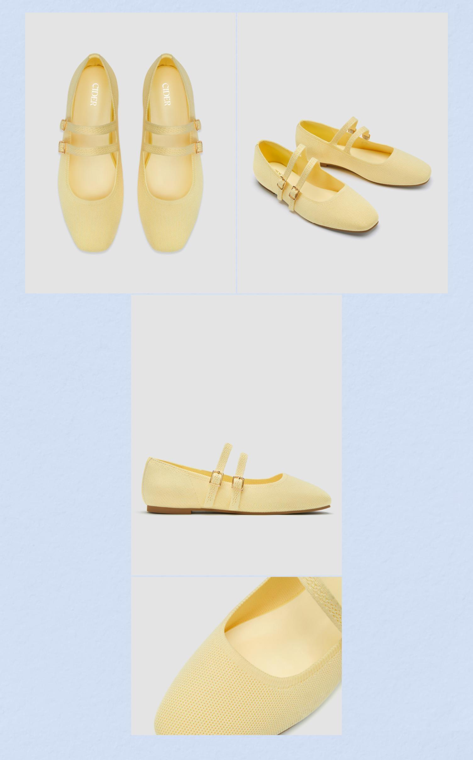 Cider DOUBLE STRAP KNITTED MARY JANE FLATS