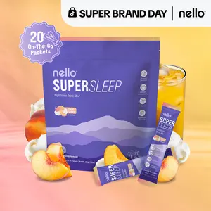 Nello Supersleep Nighttime Sleep Support Drink Mix, 20 Travel Packets, KSM-66 Ashwagandha, Maizinol, L-Glycine, Magnesium Glycinate, Melatonin-Free