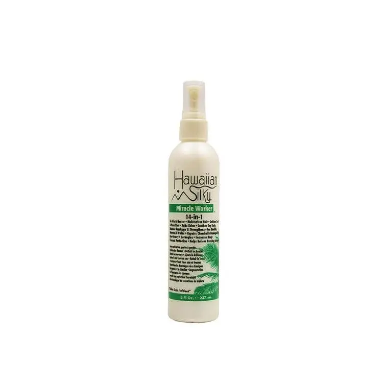 Hawaiian Silky Miracle Worker 14-in-1 Leave-In Conditioner, Curl Defining Spray for Shiny, Natural Curls and Braids, No-Drip Activator for Dry Scalp, 8 oz, Haircare, Shiny Hair