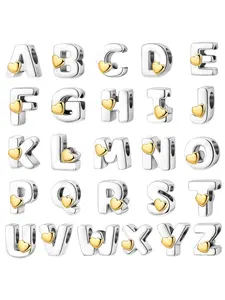 High-quality silver-plated love letters (A-Z) pendants, Alphabet pendant, DIY accessories, holiday travel series beaded gifts, unique simple design, suitable for bracelets, necklaces and jewelry making