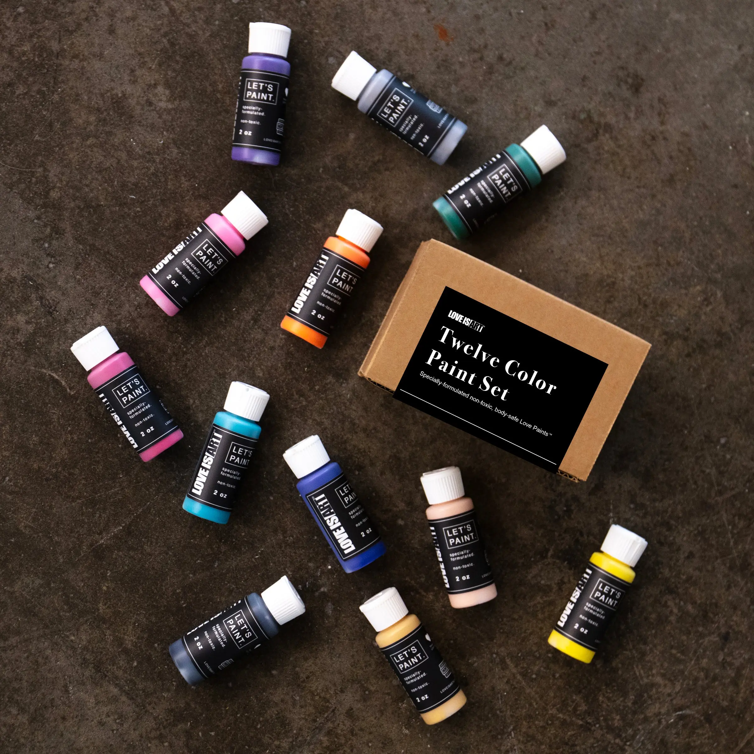 12-Color Expansion Paint Set, Non Toxic, 2 oz, Specially Formulated for Creative Couple, Easy to Wash Off Home Decor & Poster Print Supplies