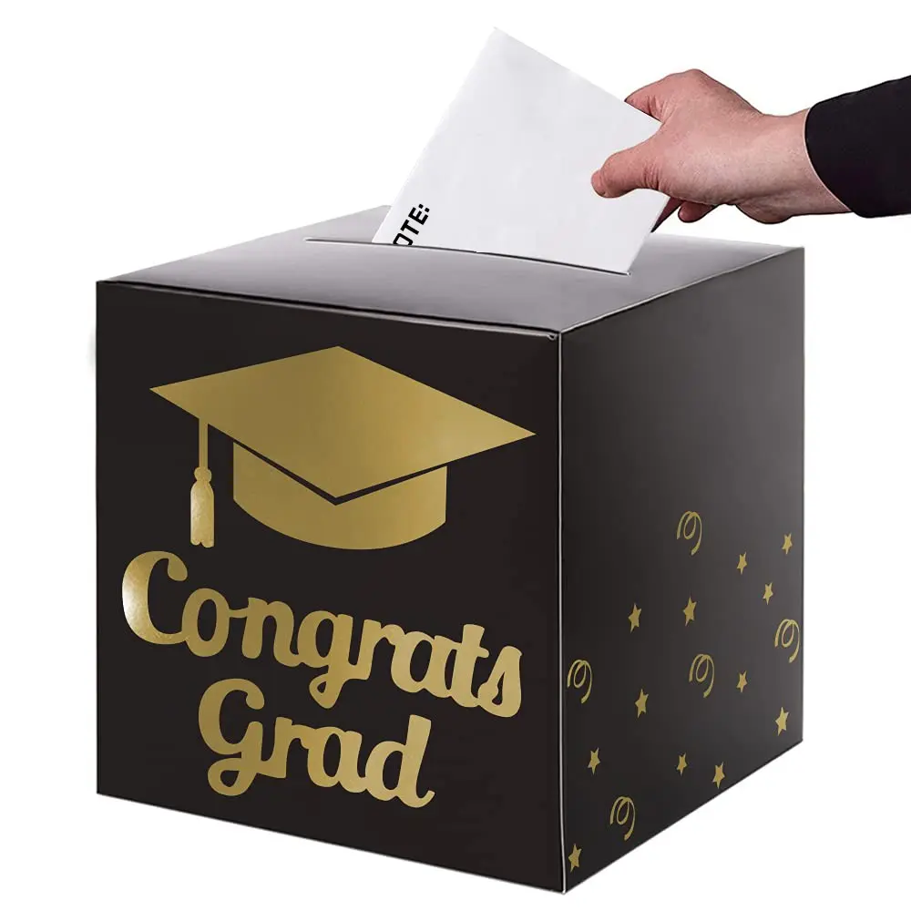 Graduation Certificate Box with Stand, Congratulations Grad! Foldable Hardboard Decoration Box for Party Decorations, Graduation Gifts, Boxes for Gifts, Gift Box Design