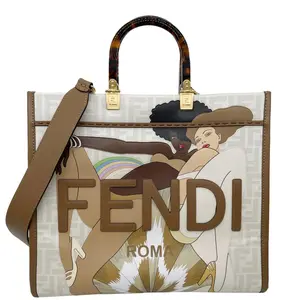 Pre-owned FENDI Glazed Fabric Tote Bags Sunshine Medium Plexiglass Shopper Tote Bag Multicolor