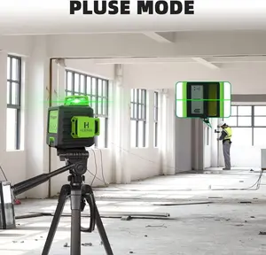 【FREE GIFT】Huepar B03CG Laser Level Set with Tripod&receiver 12 Lines Green Beem Self Leveling, Rechargeable 3D High Brightness Green Laser for Construction and Picture Hanging, Strong Magnetic Bracket & Hard Suitcase