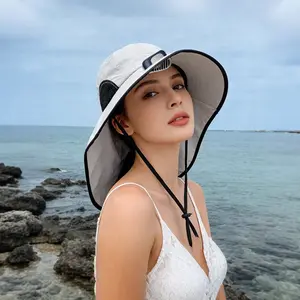 Summer Sun Protection Hat with Fan - Sunshade + Cooling 2-in-1 Outdoor Hat with Extra Large Brim, Foldable, Cool and Sun-Protective, Unisex, Summer Essential