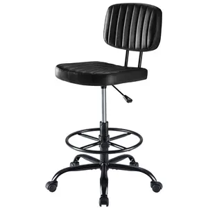 High-back office chair for Home Office- Height Adjustable Rolling Swivel Desk Chair with PU Leather, Armless Task Chair for Small Spaces, Home, Bedroom, Student & Vanity Use