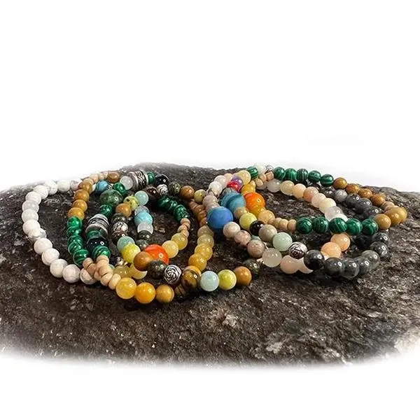 Mystery Semiprecious Stone Bracelet - Elegant Design with Unique Stones for Personalization