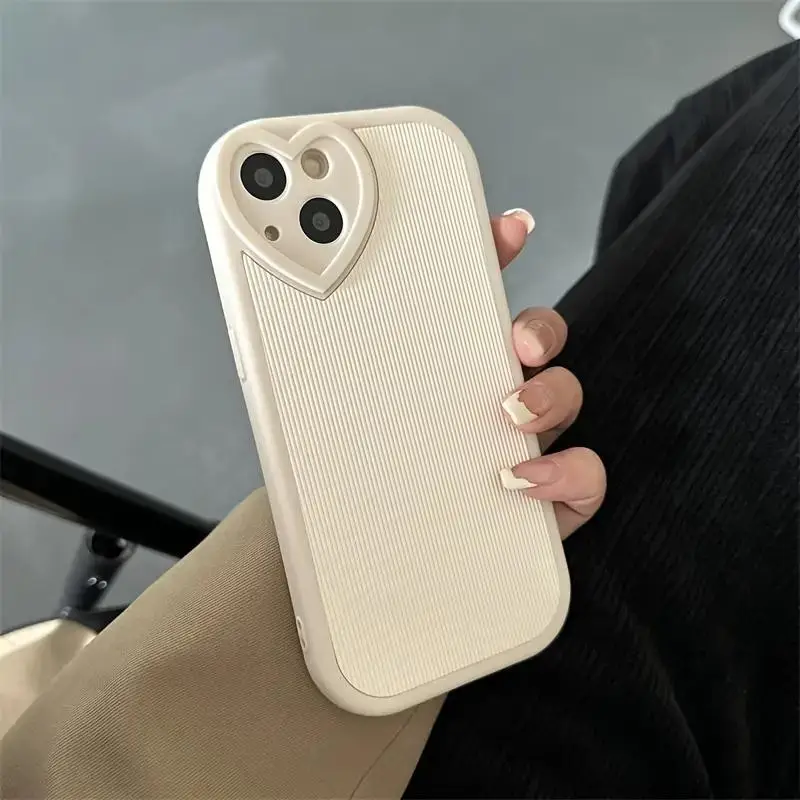 Heart Shaped Camera Design Matte Phone Case, Full Body Shockproof TPU Protective Case For iPhone, Mobile Phone Protection Accessories