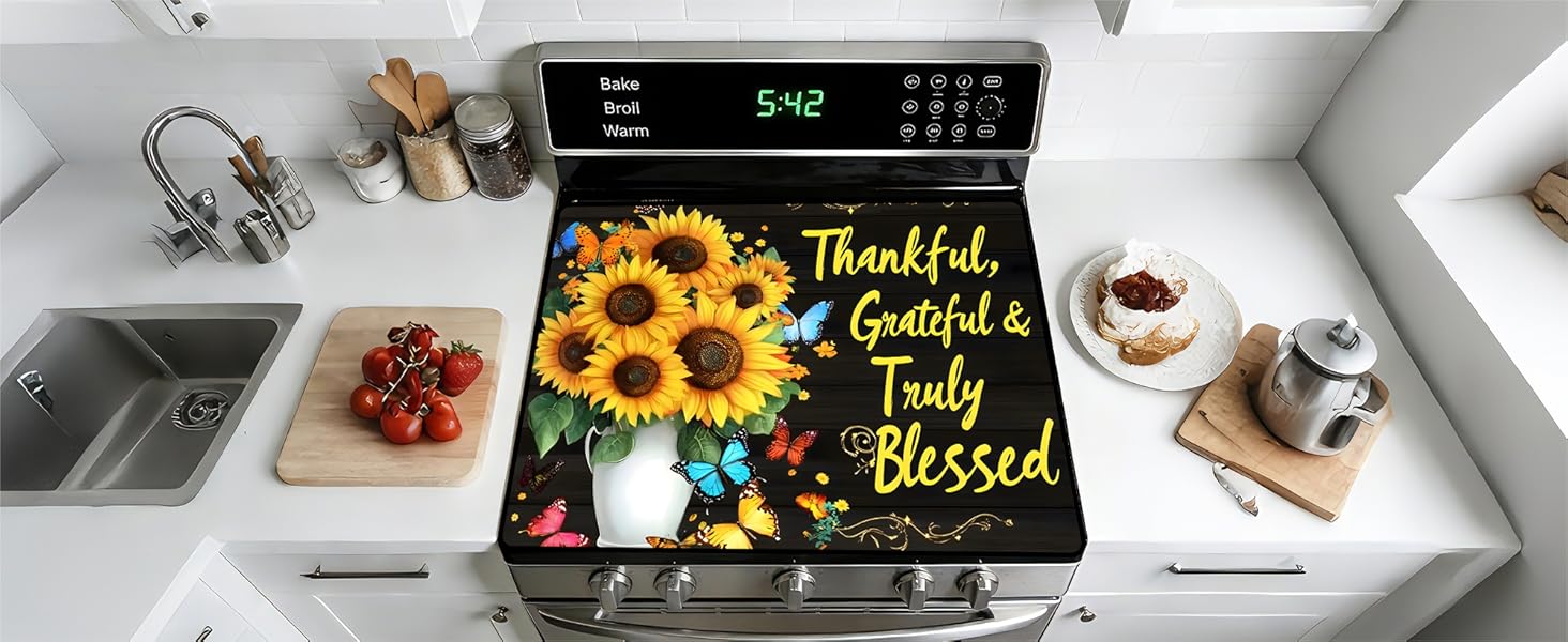 JOYFINITY Stove Top Covers for Electric Stove: Heat Resistant Protector Glass Stove Top Expands Counter Space, Stylish Kitchen Decor