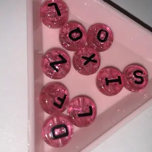 Pink Bead Letter Charms for Nails - Assorted Letters