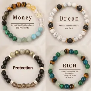 4Pcs Crystal Bracelets for Women and Men - Tiger Eye, Malachite & Citrine Beads for Wealth Attraction, Boho Spiritual Jewelry Set for Good Luck, Money, and Protection, Couple Bracelet Gifts for Her Him, Birthday Jewelry Present for Wife Mom summerwins Ros