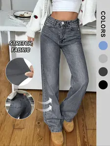 Women's Straight Leg Jeans, Comfortable Stretch Denim, Casual Fashion for Men and Women, Perfect for Daily Wear and Outdoor Activities