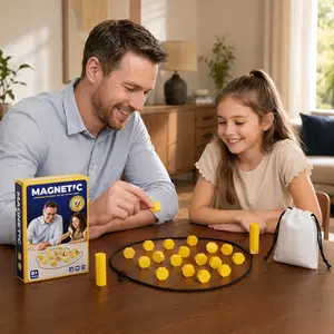 Upgraded Magnetic Chess Game with 40 Magnetic Pieces & 2 Adjustable Ropes Portable Strategy Board Game Perfect for Family Night Travel Party STEM Logic Strategy Brain Toy for Kids Adults All Ages