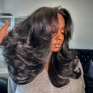 [18" Special Offer,Only $129] Trendy Butterfly Cut Face- Framing Peacock Curls Pull Go 13x6 Full Glueless Lace Front Wig Pre-Styled Heavy Layers Cut Body Wave Natural hairline Human Hair 250% Density Wave Wig SpringStatements
