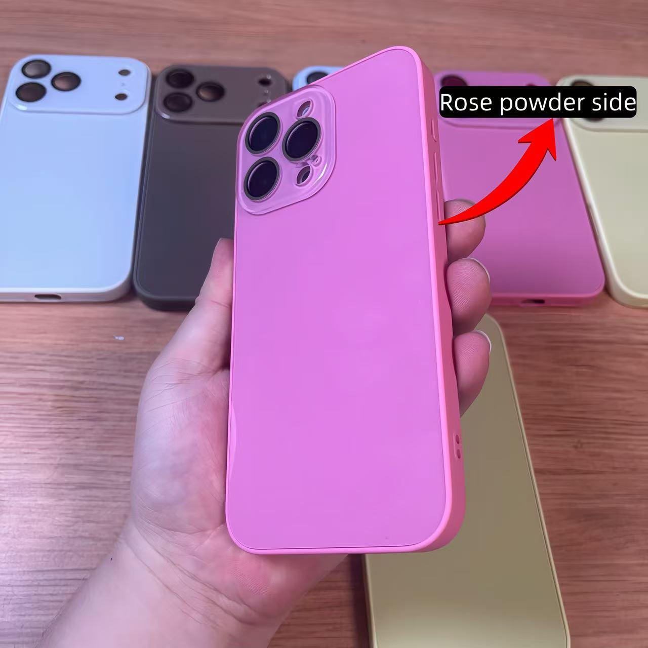 Luxury crystal texture mobile phone case, skin-feeling solid color mobile phone case suitable for iPhone17/16/15/14/13promax series, solid color mobile phone protective cover