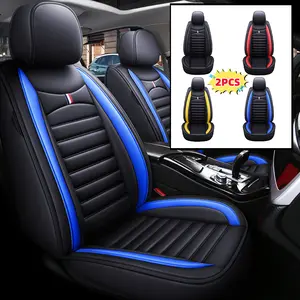 Full Set Black Seat Covers for Ford Trucks High-end PU Leather Waterproof Car Interior Front Two-seat Anti-scratch Wear-resistant Durable Fully Wrapped Seat Cushion Cover 2PCS