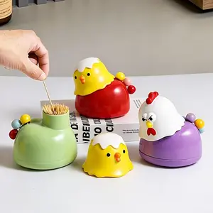 Creative Chick Toothpick Holder, High-Value and Adorable Home Desktop Decoration, Light Luxury Dual-Function Dental Floss and Toothpick Holder for Home Use