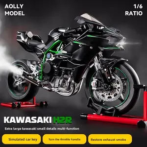 Kawasaki H2R Dynamic Edition 1:9 Motorcycle Model, Dynamic Motorcycle Alloy Model Spray Version Equipped with Exhaust Simulation, Alloy Design, Suitable for Gifts and Collectors, With Start Engine Function, Experience Realism, Alloy Motorcycle Decoration
