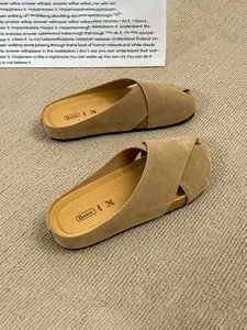 Women's Casual Slip-On Half Slippers, Comfortable Non-Slip Flat Shoes, Simple Design, Perfect for Daily Wear, All Seasons, Footwear