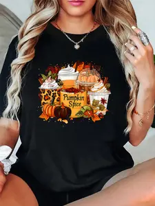 Pumpkin Spice Season Latte Coffee Lover Fall Thanksgiving T-Shirt women's graphic tees