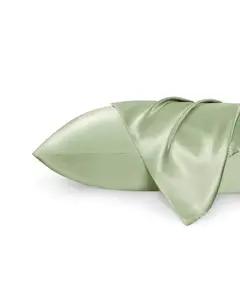Set of 2 Sage Green Silky Satin Pillowcase Envelope Closure For Your Cozy Sleep 20x30 Inches throw blanket