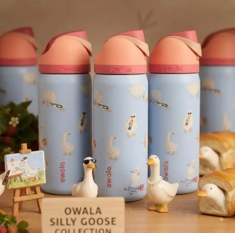 Owala UO Exclusive Silly Goose FreeSip 32 oz Water Bottle, 24-hour insulation, suitable for daily use, gift for mom