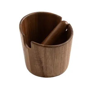 Acacia Mangium Semi-automatic Coffee Grounds Container Storage Device