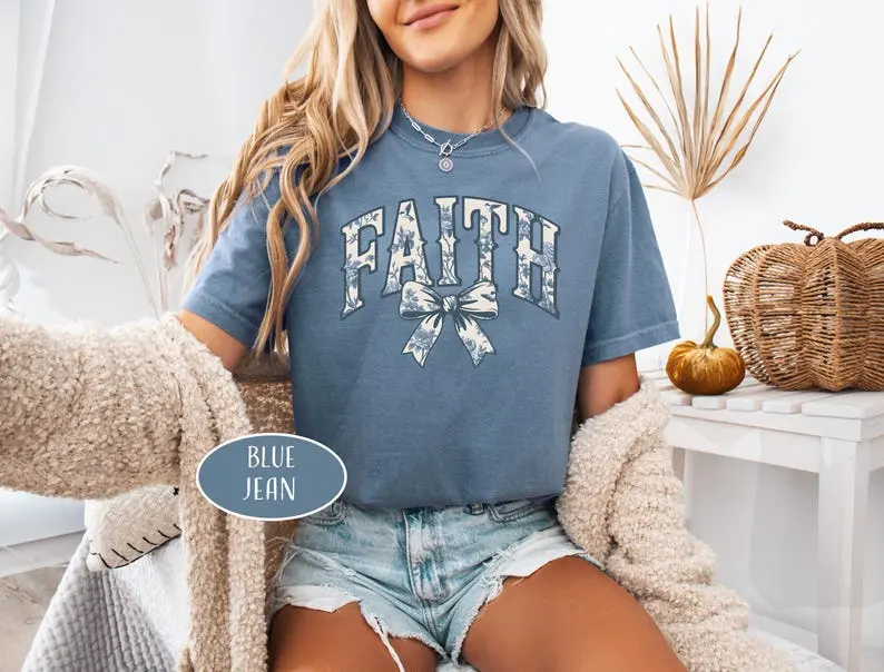 Comfort Colors Christian Toile T-Shirt, Toile Faith Shirt, Religious Mom Gift, Coquette Bow Woman Shirt, Toile Di Jouy Tee, Floral Christian Shirts