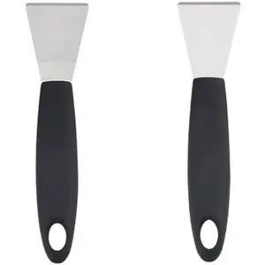 Stainless Steel metal Scraper, stove top Oven Scraper Tool non scratch, window glass scraper,Kitchen Cleaning,glass stripper,Putty,grout,sticker,Wallpaper, ,cooktop,Straight + Bending 2-PCS