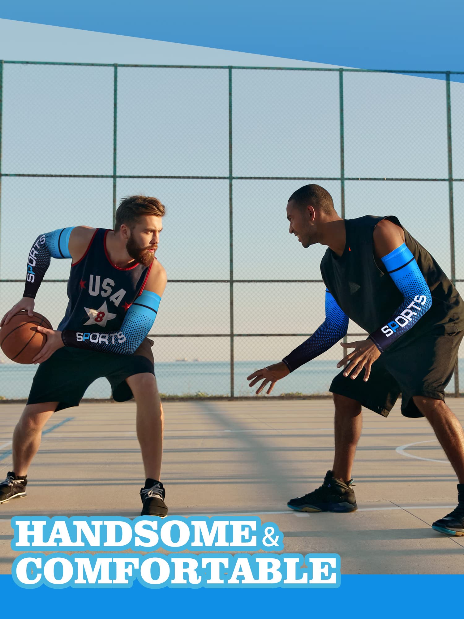 5 Pairs UV Protection Cooling Arm Sleeves for Men & Women UPF 50 Cooling Sports Sleeve Compression Sun Sleeves for Men Women Youth, Tattoo Cover Up