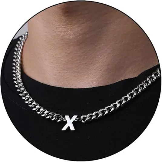 X letter necklace (steel color)