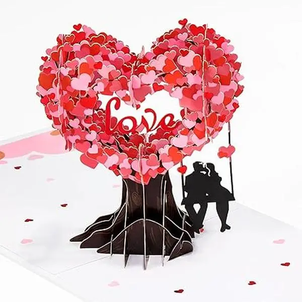 Valentine Day Cards, Pop Up Anniversary Card Love Tree Hearts Couples Unique Gifts for Women, Couple, Her, Him, Men, Wedding Card Romantic Love Greeting Card 6" x 8"