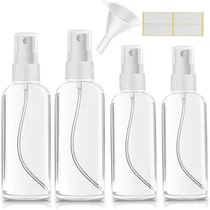Small Spray Bottle, Clear Empty Mini Travel Plastic Bottle.Premium spray bottles for perfumes and cosmetics.2 * 1oz, 2 * 1.7oz.(4 Pack)