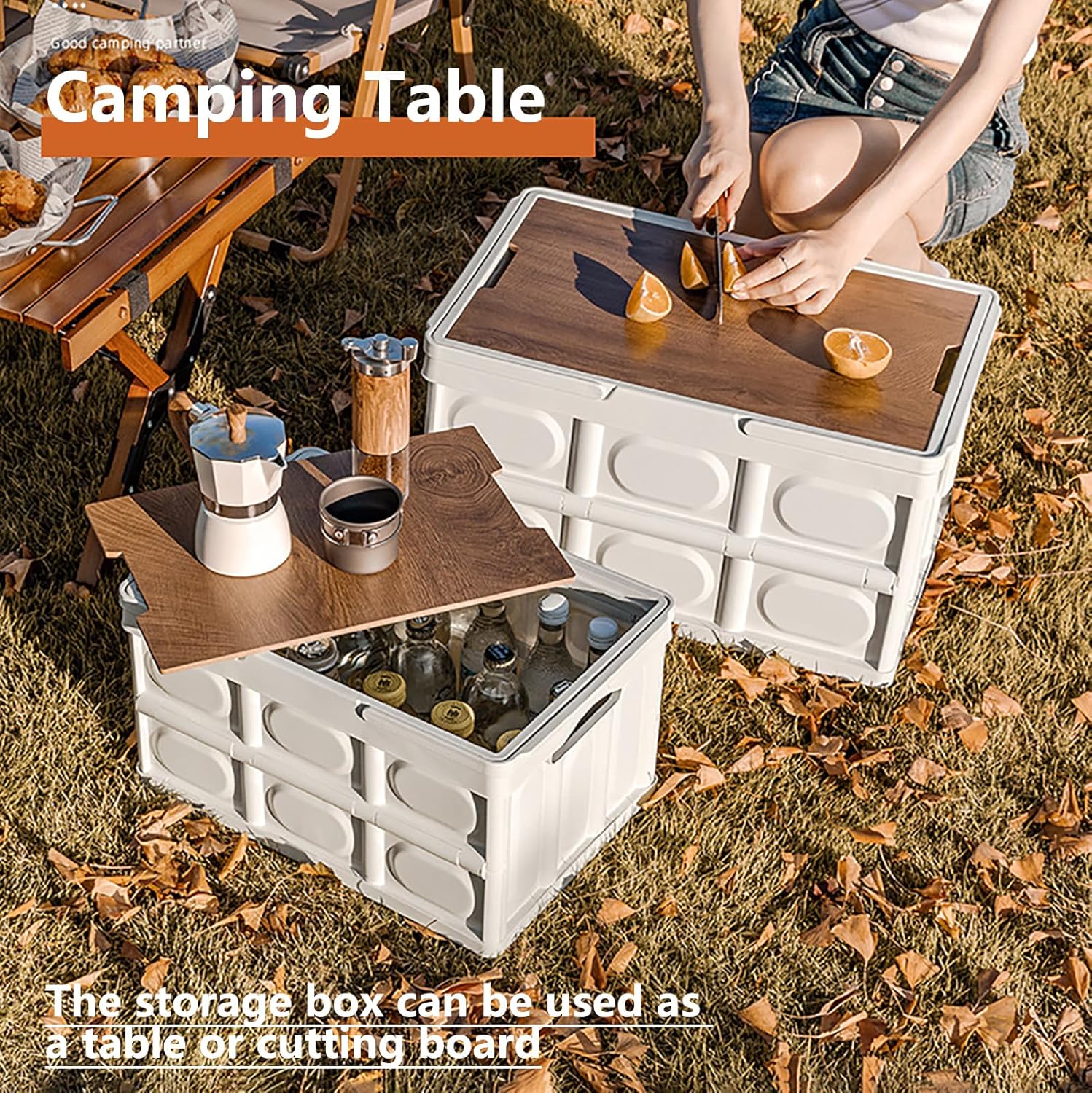 Collapsible Storage Bin with Handles and Wooden Lid, Large Capacity Stackable Utility Crates Holds 33lbs for Outdoor Home Storage Organizing Moving (30L/7.9Gal) Collapsible Storage Bin with Handles and Wooden Lid, Large Capacity Stackable Utility Crates Holds 33lbs for Outdoor Home Storage Organizing Moving (30L/7.9Gal)