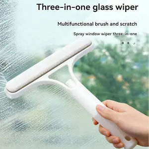 3-in-1 Heavy-Duty Plastic Mirror Scraper with Removable Microfiber Cloth No Electricity Needed for Bathroom Window & Door Cleaning Tool Ideal for Home Use Durable and Effective