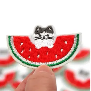 Embroidery Iron On Watermelon Cat Patch
