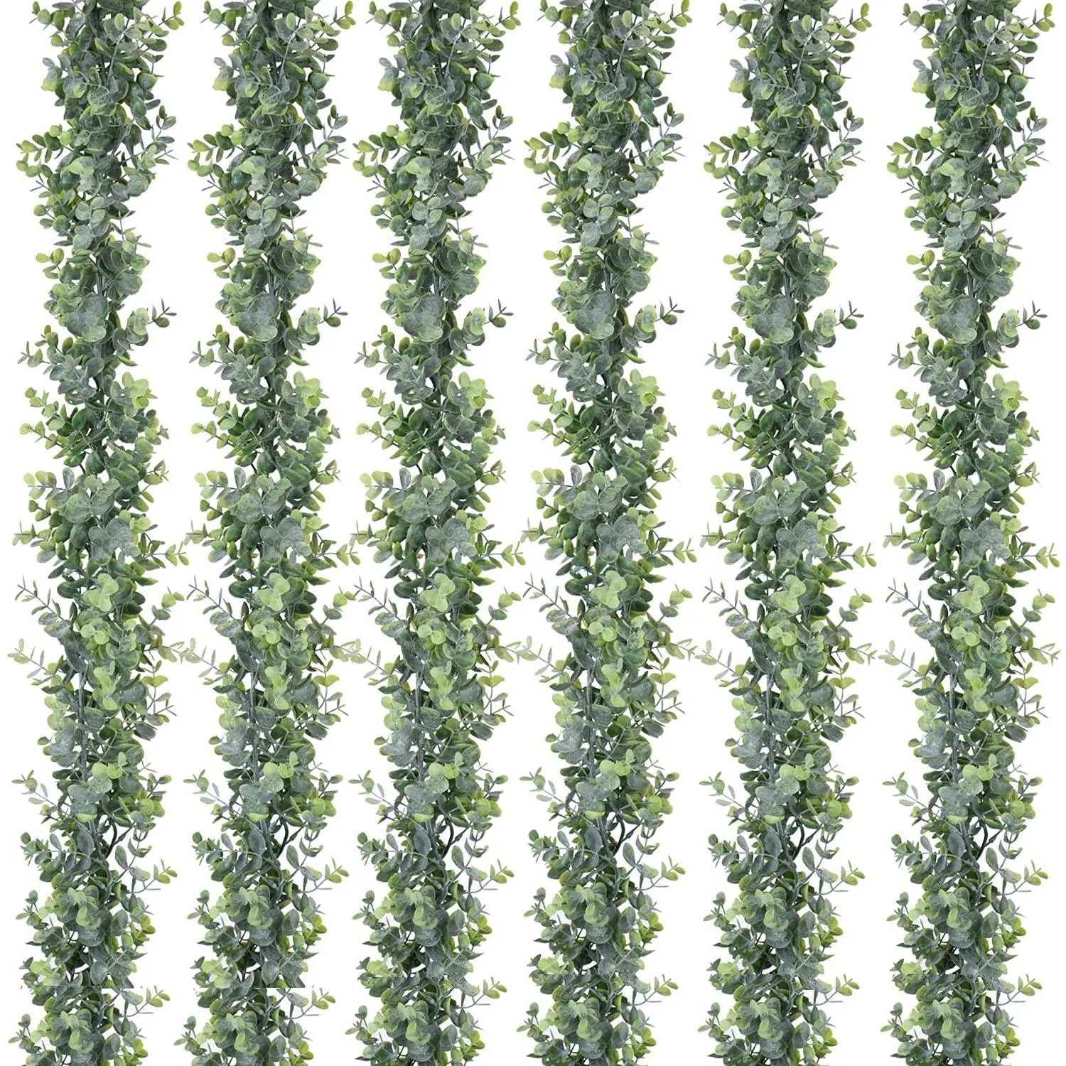 6 Pack Faux Eucalyptus Garland , Artificial Vines Hanging Eucalyptus Leaves Greenery Garland for Wedding Backdrop Arch Wall Decor, 5.9 /pcs UV Protected Indoor Outdoor