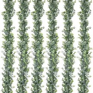 6 Pack Faux Eucalyptus Garland , Artificial Vines Hanging Eucalyptus Leaves Greenery Garland for Wedding Backdrop Arch Wall Decor, 5.9 /pcs UV Protected Indoor Outdoor