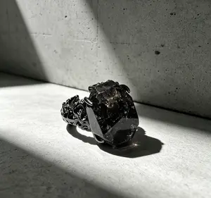 Unisex Edgy Punk Open Ring - 8g Gothic Dark Aesthetic, Irregular Ore, Adjustable Stackable, Perfect Gift for Couples, Punk & Streetwear Style
