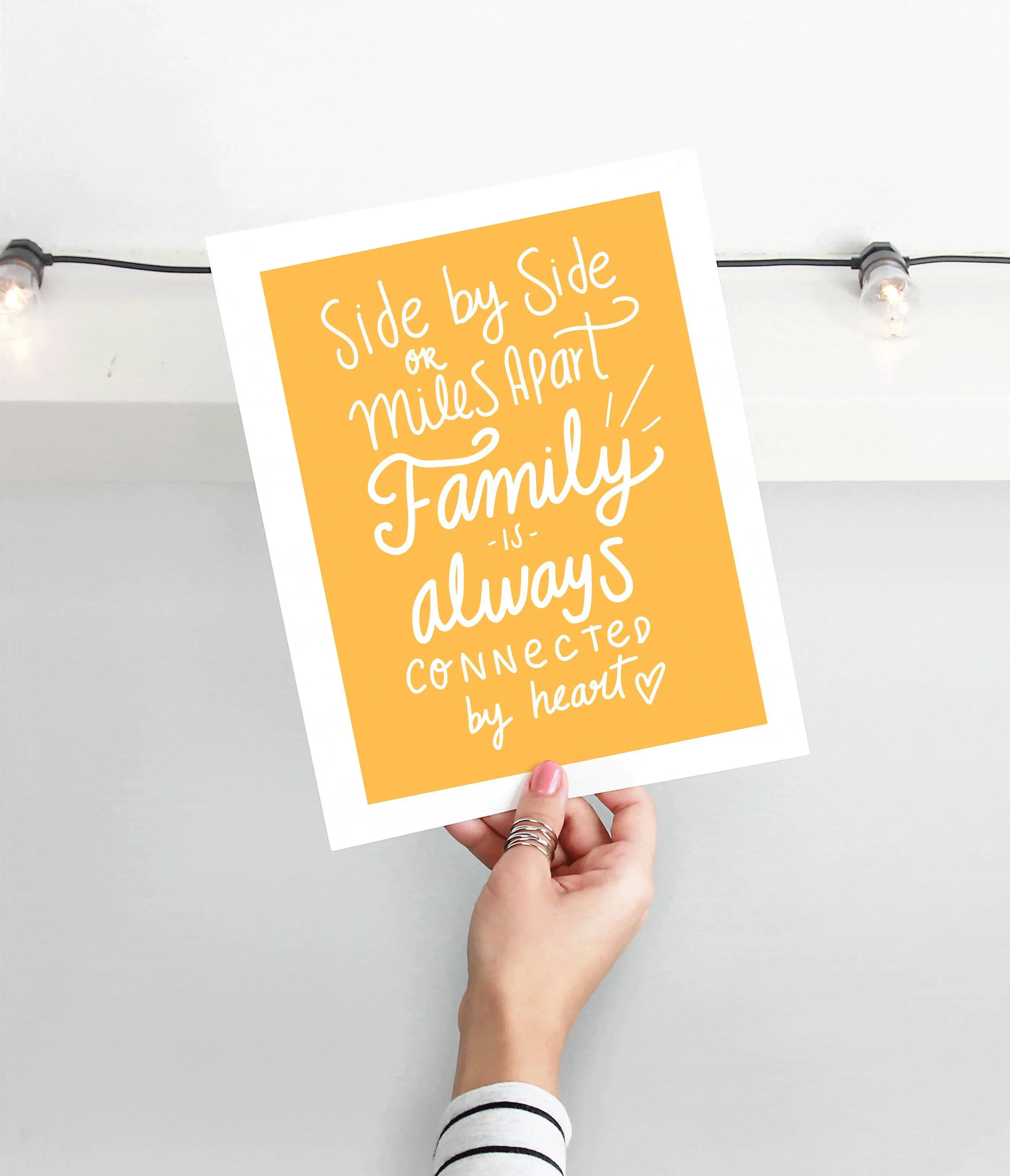 Side by side or miles apart family is always conected by heart Print Art