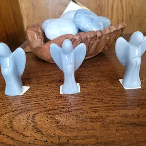 Blue Calcite Angel Sculpture Handmade Housewarming