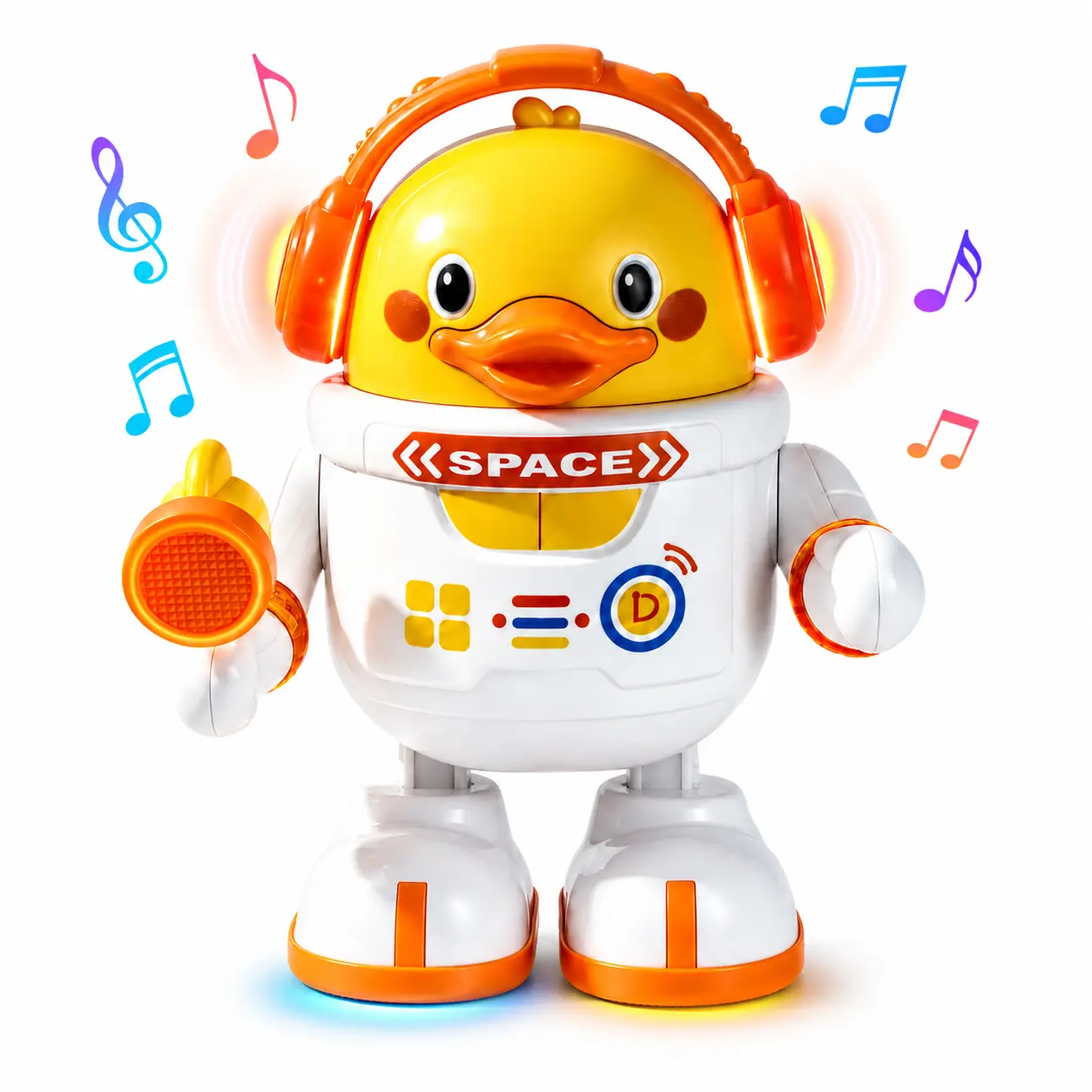 Electric Astronaut Dancing Duck Robot Toddler Toy - Colorful Lights, Music, Swinging Arms, Engaging Experience for Motor Skills, Sensory Activities, Cool Gifts for Kids