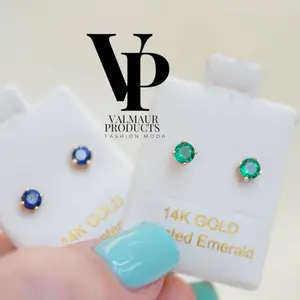Valmaur Products 14k Gold Earrings with Blue and Green Stone Laboratories