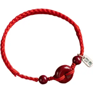 Adjustable Red Sandalwood Bead Bracelet for Men and Women - Health, Protection, Wealth & Good Luck