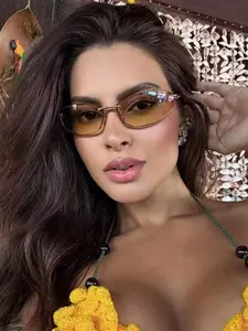 Women's Oval Sunglasses with Small Frame Wrap Design, Simple Fashion Style, Perfect for Beach Vacation, Travel, and Daily Use